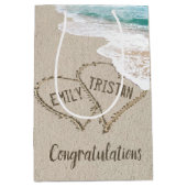 True Love Beach Hearts with Names Medium Cadeauzakje (Voorkant)