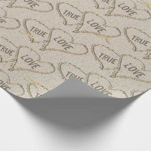 True Love Beach Hearts with Starfish Cadeaupapier