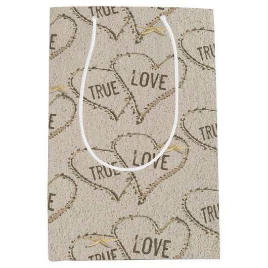 True Love Beach Hearts with Starfish Medium Cadeauzakje (Voorkant)