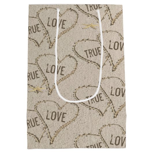 True Love Beach Hearts with Starfish Medium Cadeauzakje (Achterkant)