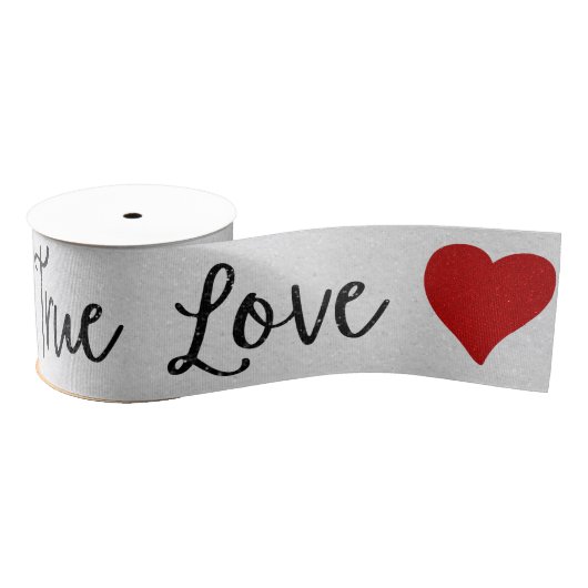 True Love Black Glitter Valentijns Grosgrain Lint (Spoel)