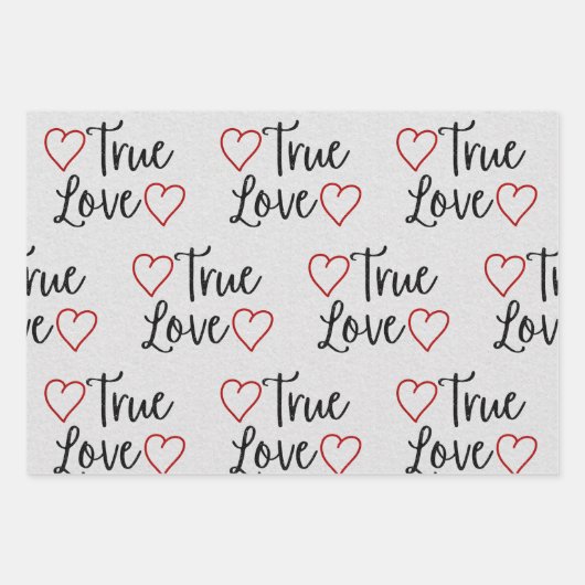 True Love Black Glitter Valentijns-pakpapier Inpakpapier Vel (Voorkant 2)