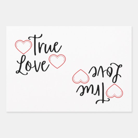 True Love Black Valentijns Inpakpapier Vel (Voorkant)