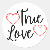 True Love Black Valentijns Ronde Sticker (Voorkant)