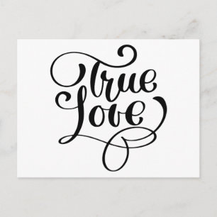 True Love Black & White Typography Wedding Bridal Briefkaart