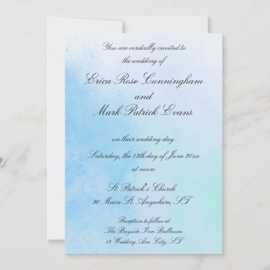 "True Love Blue" bruiloft uitnodiging (Voorkant)