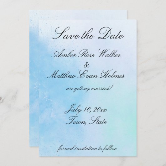 "True Love Blue" slaat de datum op Save The Date (Voorkant / Achterkant)