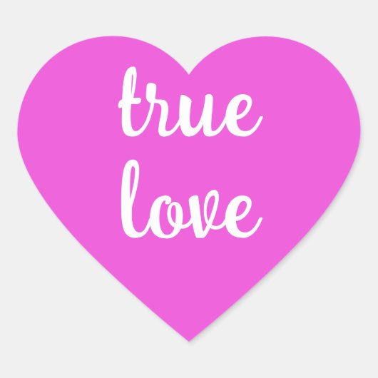True Love Bright Roze Heart Stickers (Voorkant)
