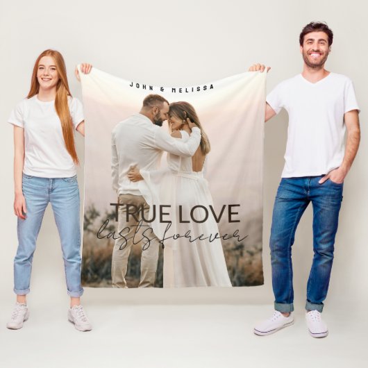 True Love Couple Familiefoto Gepersonaliseerde naa Fleece Deken (In situ)