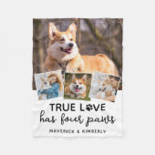 True Love Custom Pet Hondenliefhebber 4 Photo Coll Fleece Deken (Voorkant)