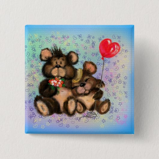 True Love - Cute Vierkante Button 5,1 Cm (Voorkant)