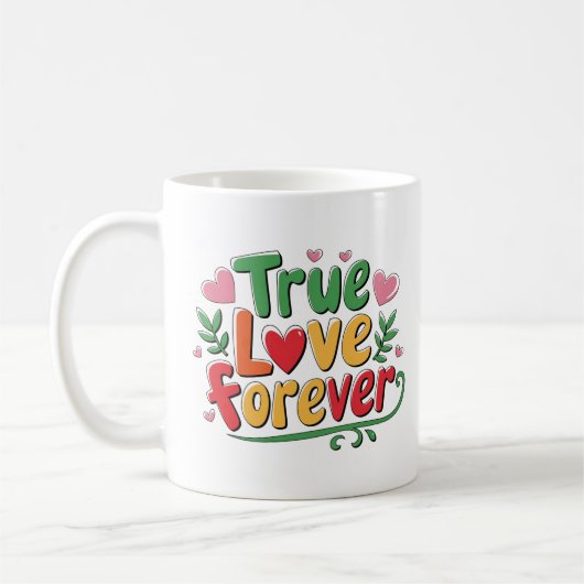 True Love Forever Schattige Heart Design Romantisc Koffiemok (Links)