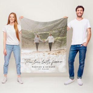 True Love foto modern, minimaal persoonlijk cadeau Fleece Deken