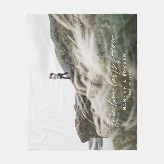 True Love foto modern, minimaal persoonlijk cadeau Fleece Deken (Voorkant)