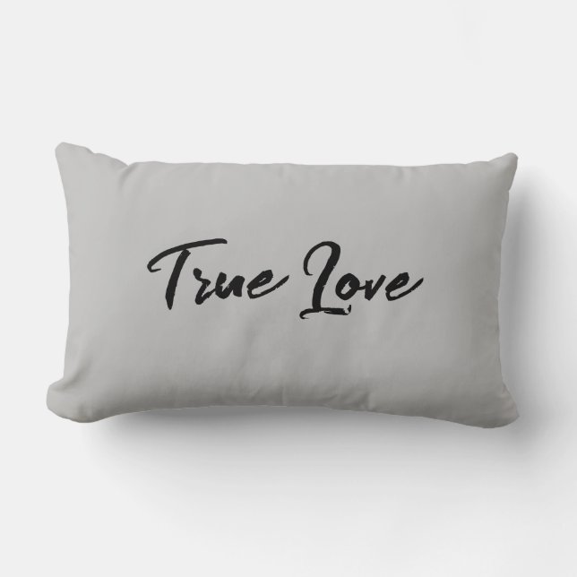 True Love Grey Lumbar Pillow Kussen (Voorkant)