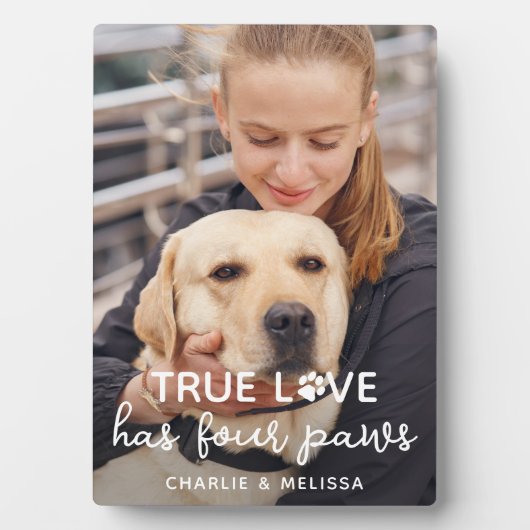 True Love heeft 4 Paws Custom Pet Hondenliefhebber Fotoplaat (voorkant)