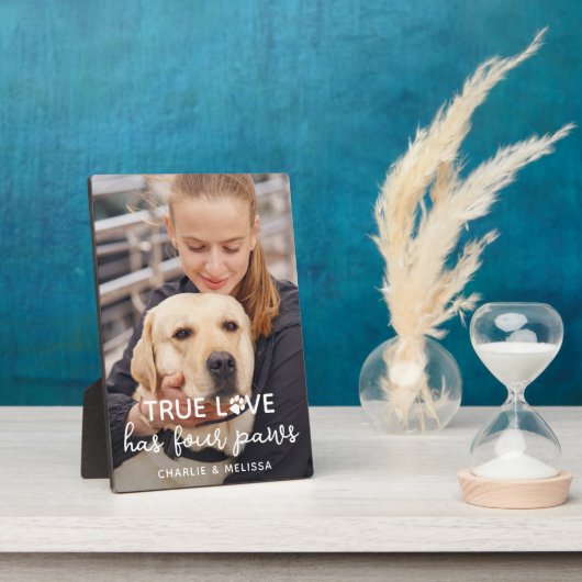 True Love heeft 4 Paws Custom Pet Hondenliefhebber Fotoplaat (Zijkant)