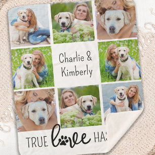 True Love Hondenliefhebber Gepersonaliseerd foto's Sherpa Deken