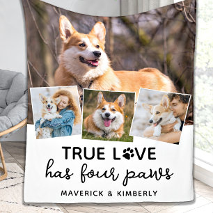 True Love Hondenliefhebber Personalized 4 Photo Co Fleece Deken