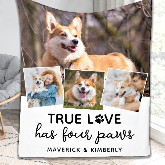True Love Hondenliefhebber Personalized 4 Photo Co Fleece Deken