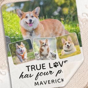 True Love Hondenliefhebber Personalized 4 Photo Co Sherpa Deken