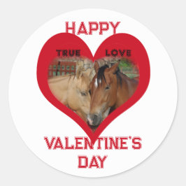 True Love Horses Conversation Heart Valentine Ronde Sticker
