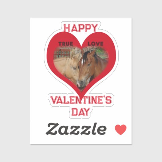 True Love Horses Conversation Heart Valentine Sticker (Vel)