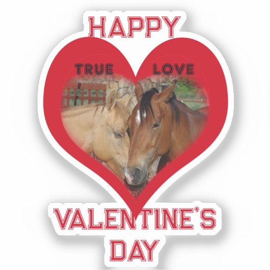 True Love Horses Conversation Heart Valentine Sticker (Voorkant)