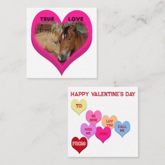 True Love Horses Conversation Hearts Valentine's Notitiekaartje (Voorkant / Achterkant)
