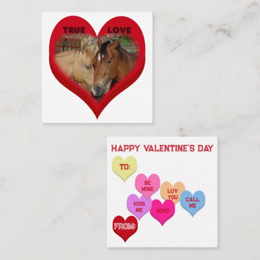 True Love Horses Conversation Hearts Valentine's Notitiekaartje (Voorkant / Achterkant)