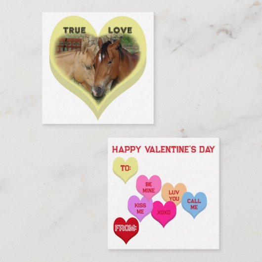 True Love Horses Conversation Hearts Valentine's Notitiekaartje (Voorkant / Achterkant)