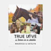True Love Paard Lover Gepersonaliseerd 4 Fotocolla Fleece Deken (Voorkant)