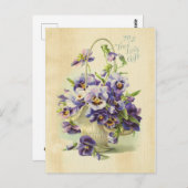 True Love Paars Flower  Illustration Aged Briefkaart (Voorkant / Achterkant)