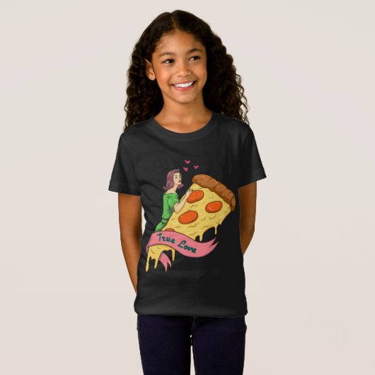 True Love Pizza Slice Retro Romance Novel Design - T-shirt (Voorkant volledig)