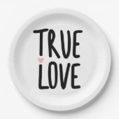 True Love Quote Zwart Wit Trouwen Papieren Bordje (Voorkant)