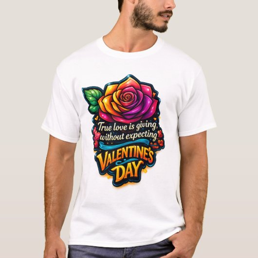 True Love Rainbow Rose Valentine's Day Quote T-Shi T-shirt (Voorkant)