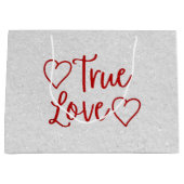 True Love Red Glitter Valentijns - Grote Gift Bag Groot Cadeauzakje (Voorkant)