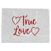 True Love Red Glitter Valentijns - Grote Gift Bag Groot Cadeauzakje (Achterkant)