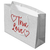 True Love Red Glitter Valentijns - Grote Gift Bag Groot Cadeauzakje (Achterkant Gekanteld)