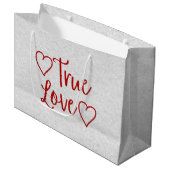 True Love Red Glitter Valentijns - Grote Gift Bag Groot Cadeauzakje (Voorkant Gekanteld)