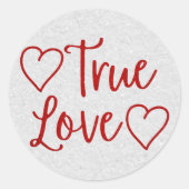 True Love Red Glitter Valentijns Klassieke Round S Ronde Sticker (Voorkant)