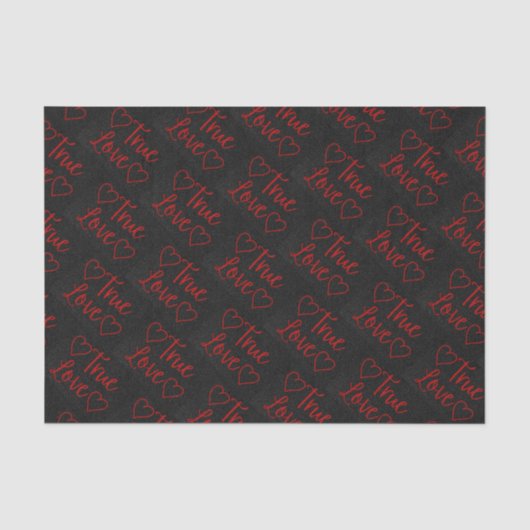 True Love Red Glitter Valentijns Weefselpapier Tissuepapier (Voorkant)
