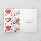 True Love Red Rose Letter Heart Kaart (Binnen)