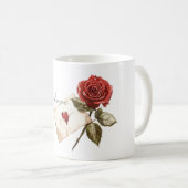 True Love Red Rose Letter Heart Koffiemok (Voorkant rechts)