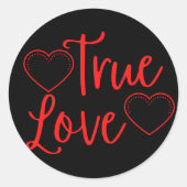 True Love Red Valentijns Ronde Sticker (Voorkant)