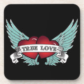 True Love Rockabilly Winged Heart Bier Onderzetter (Voorkant)