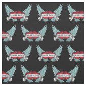 True Love Rockabilly Winged Heart Stof (Swatch)