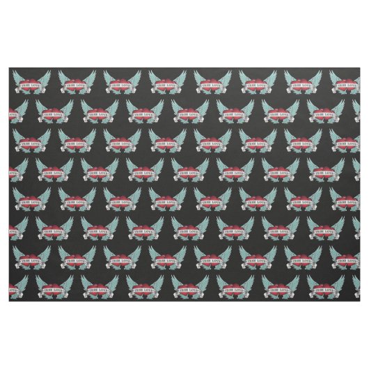 True Love Rockabilly Winged Heart Stof (Fat Quarter)