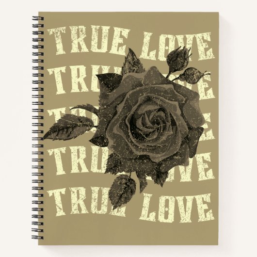True Love Roos Romantic Valentijnsdag B&W Notitieboek (Voorkant)