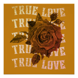 True Love Roos Romantic Valentijnsdag B&W Perfect Poster